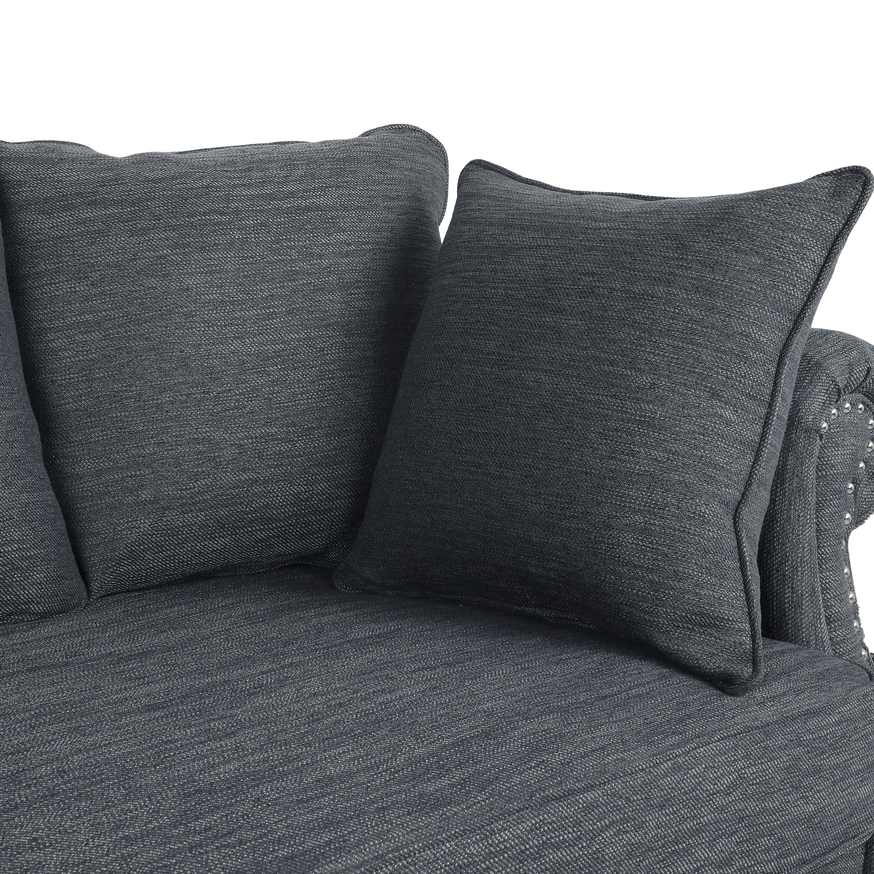Manbow Fabric Pillowback 3 Seater Sofa with Nailhead Trim by Christopher Knight Home