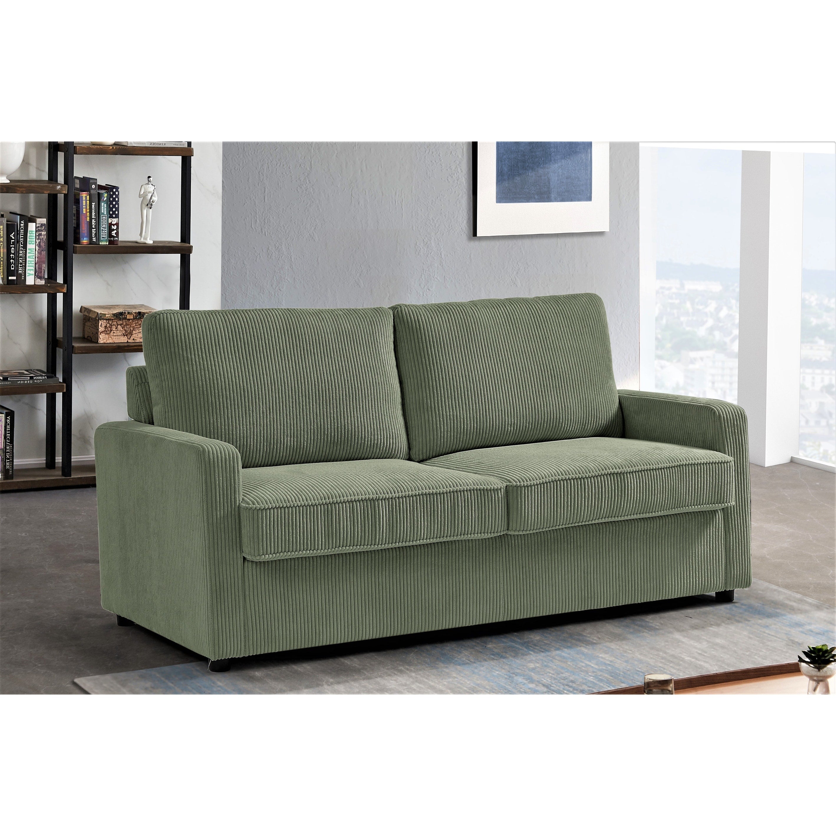 Manchester Polyester Corduroy 70 inch Square Arms Sofa Bed