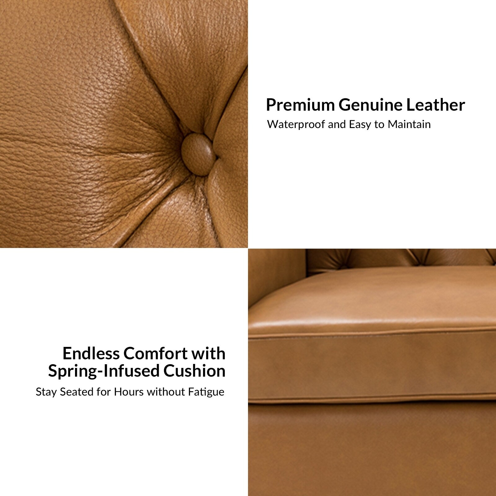 Mateo 82.28 Wide Transitional Genuine Leather Sofa with Nailhead Trim and Button-Tufted Back