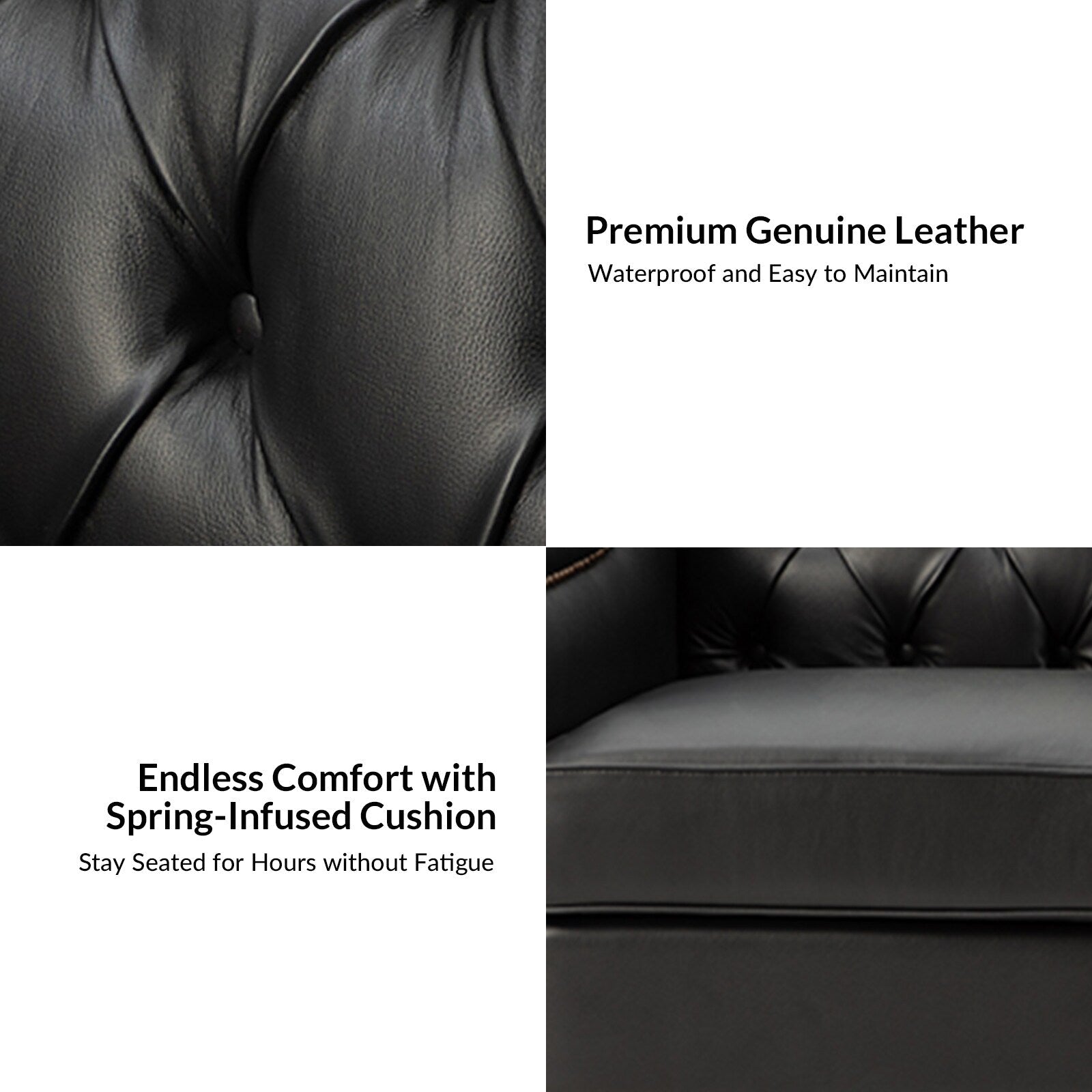 Mateo 82.28 Wide Transitional Genuine Leather Sofa with Nailhead Trim and Button-Tufted Back