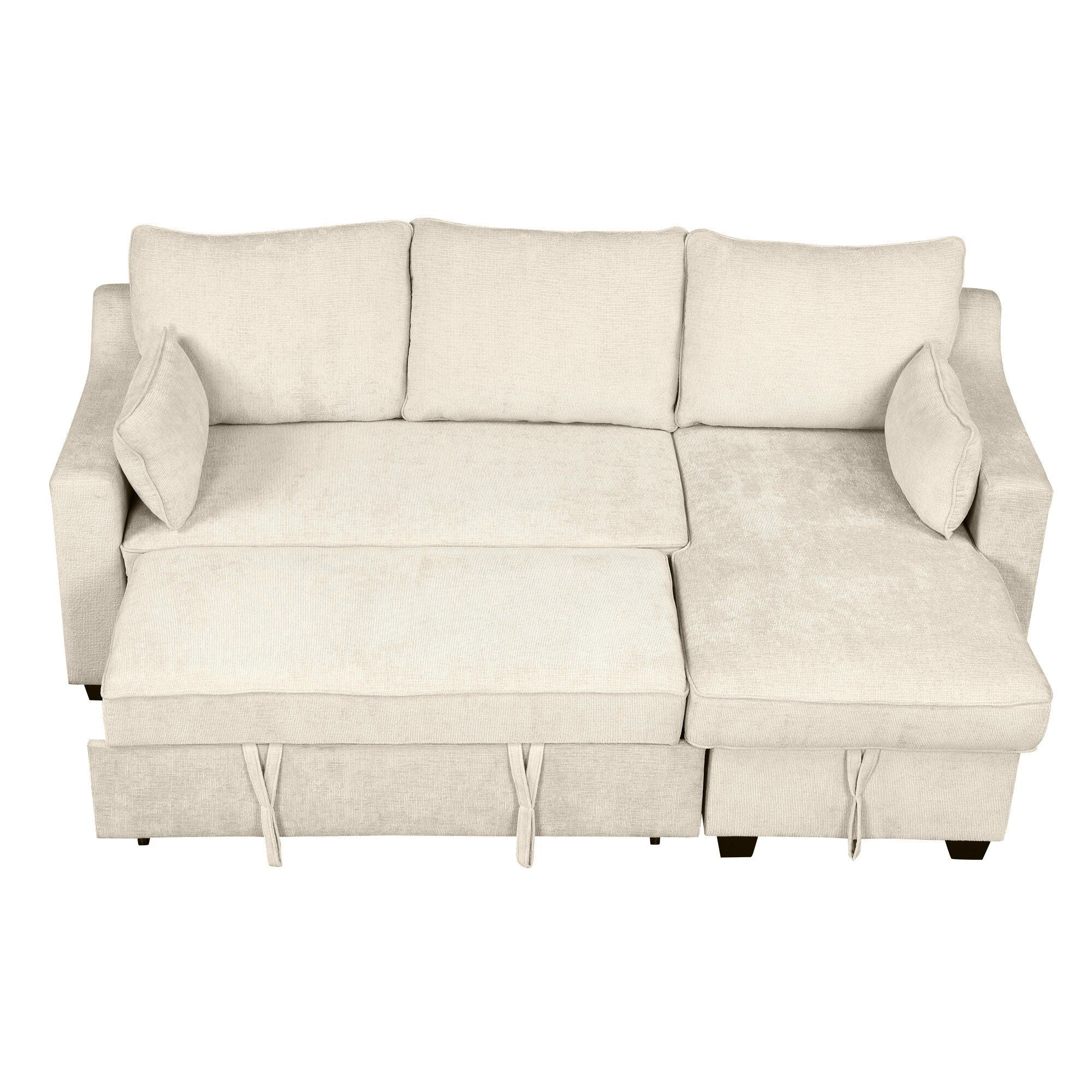 Modern L-Shaped Convertible Sofa Bed with Storage Chaise, USB Ports and Storage Racks for Living Room
