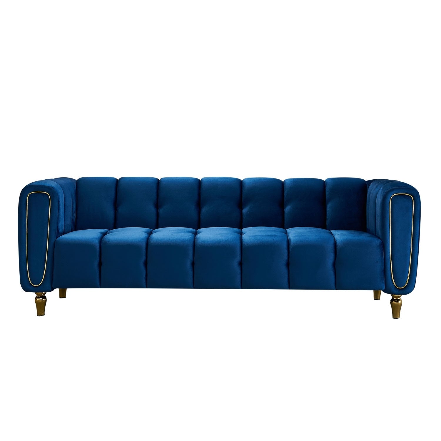 Blue Modern Velvet Sofa - 31.89 x 83.07 x 27.95