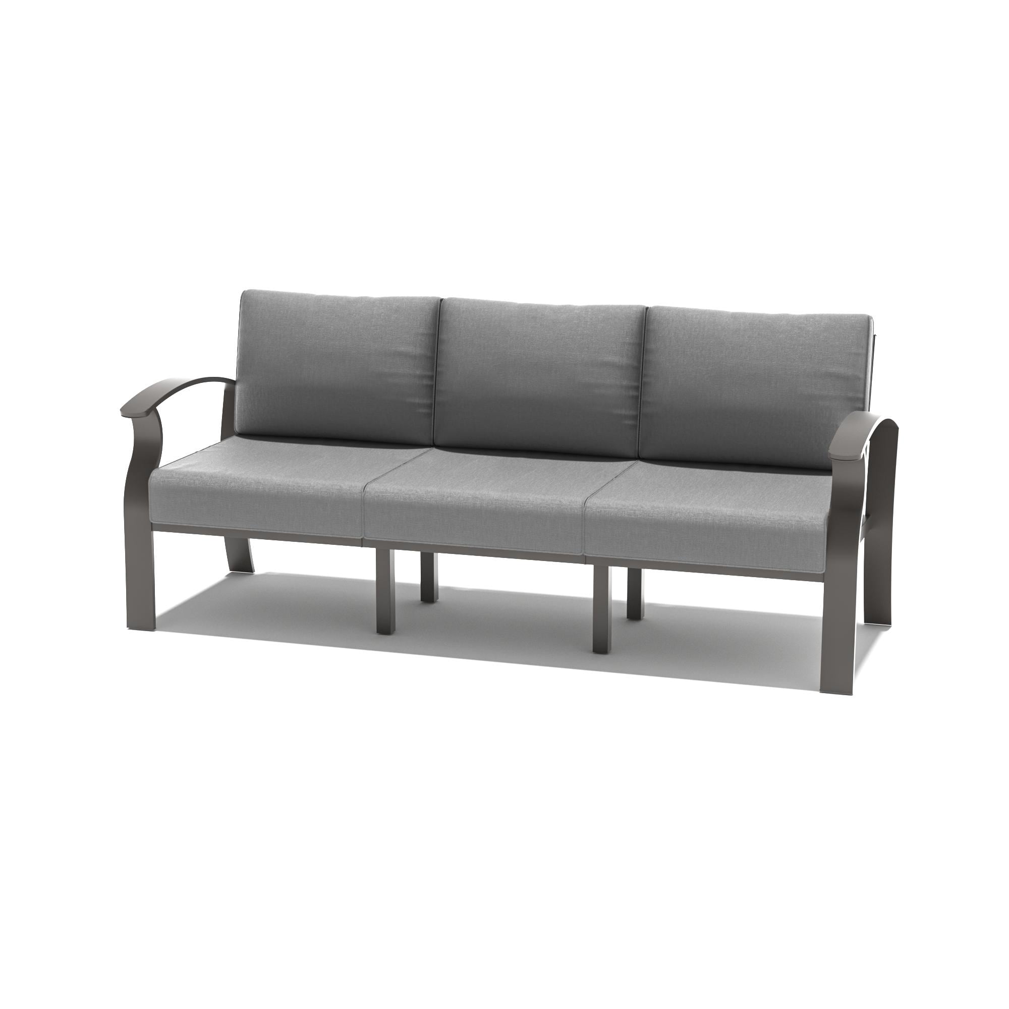 Outdoor Aluminum Couch Settee with Grey Cushions
