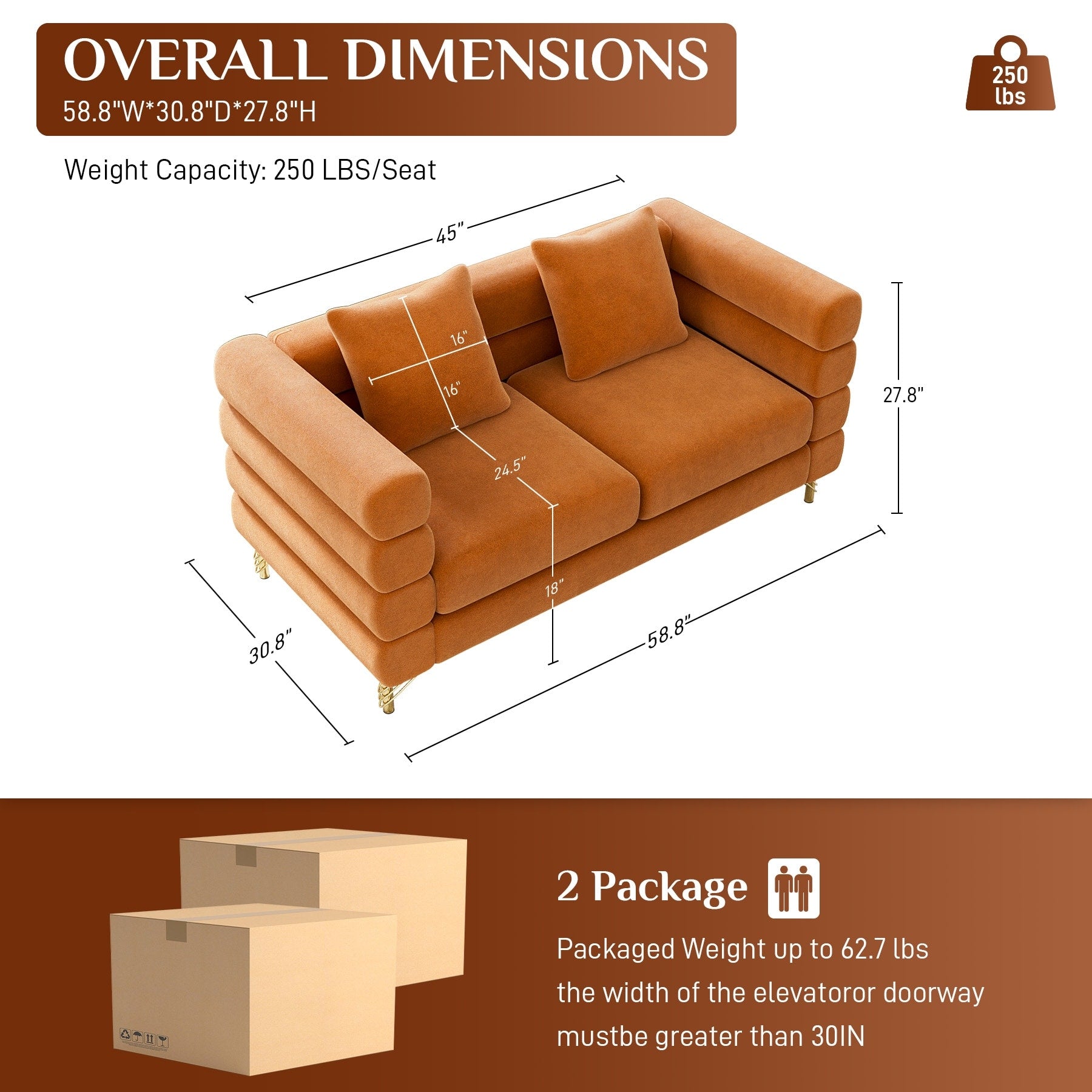 Ouyessir Mid Century Sofa Couch for Bedroom, Living Room, Lounges, Office, Apartment