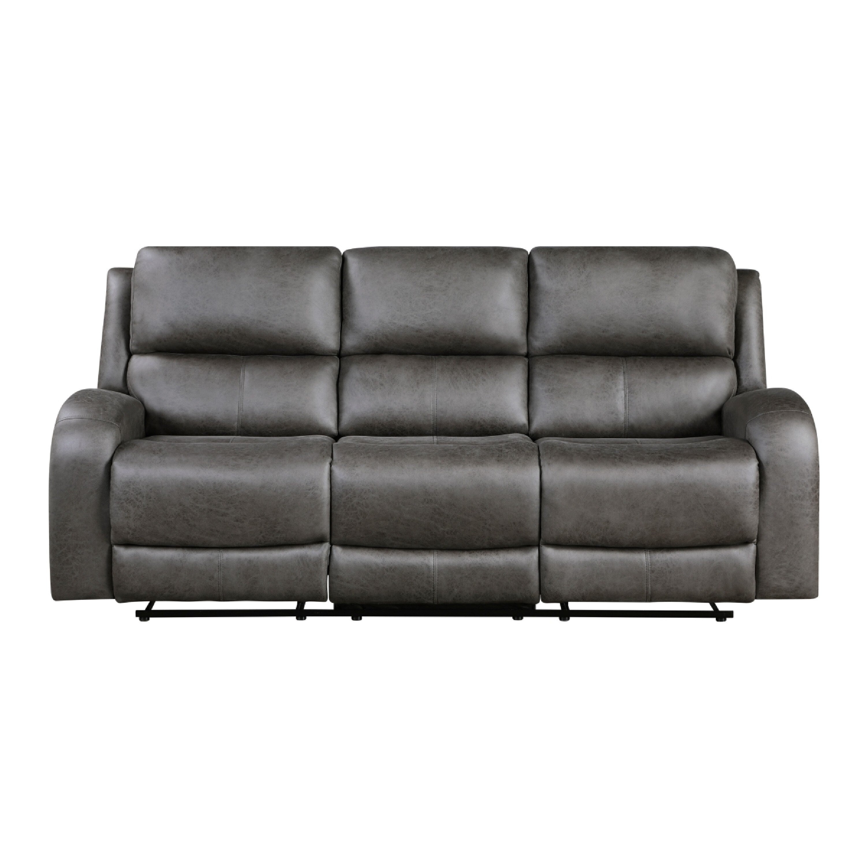 Patsy Manual Double Recliner Sofa, Gray Polished Microfiber 85 Inch