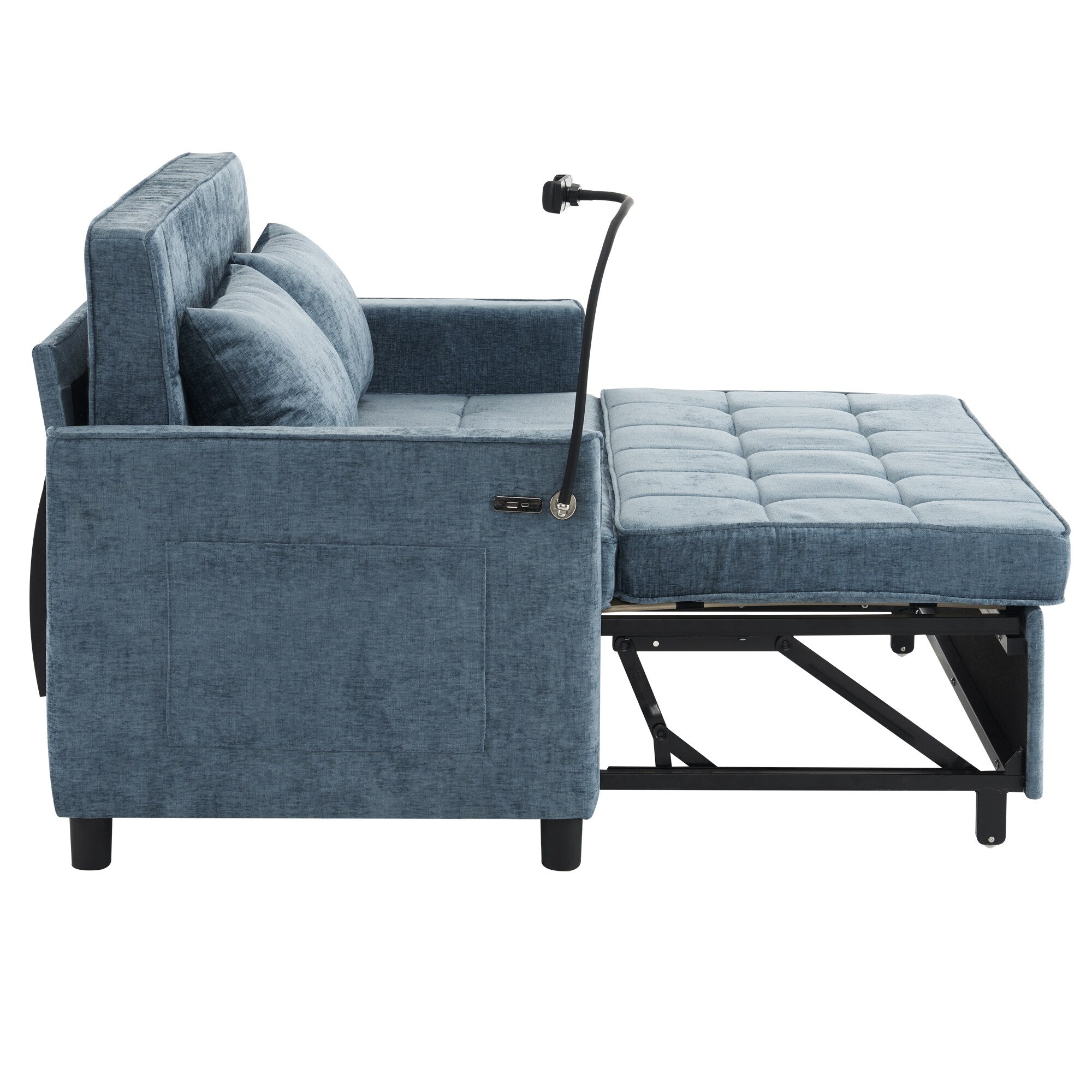 Pull-out Sofa Bed Sleeper Sofa with a Reversible Backrest Cushion