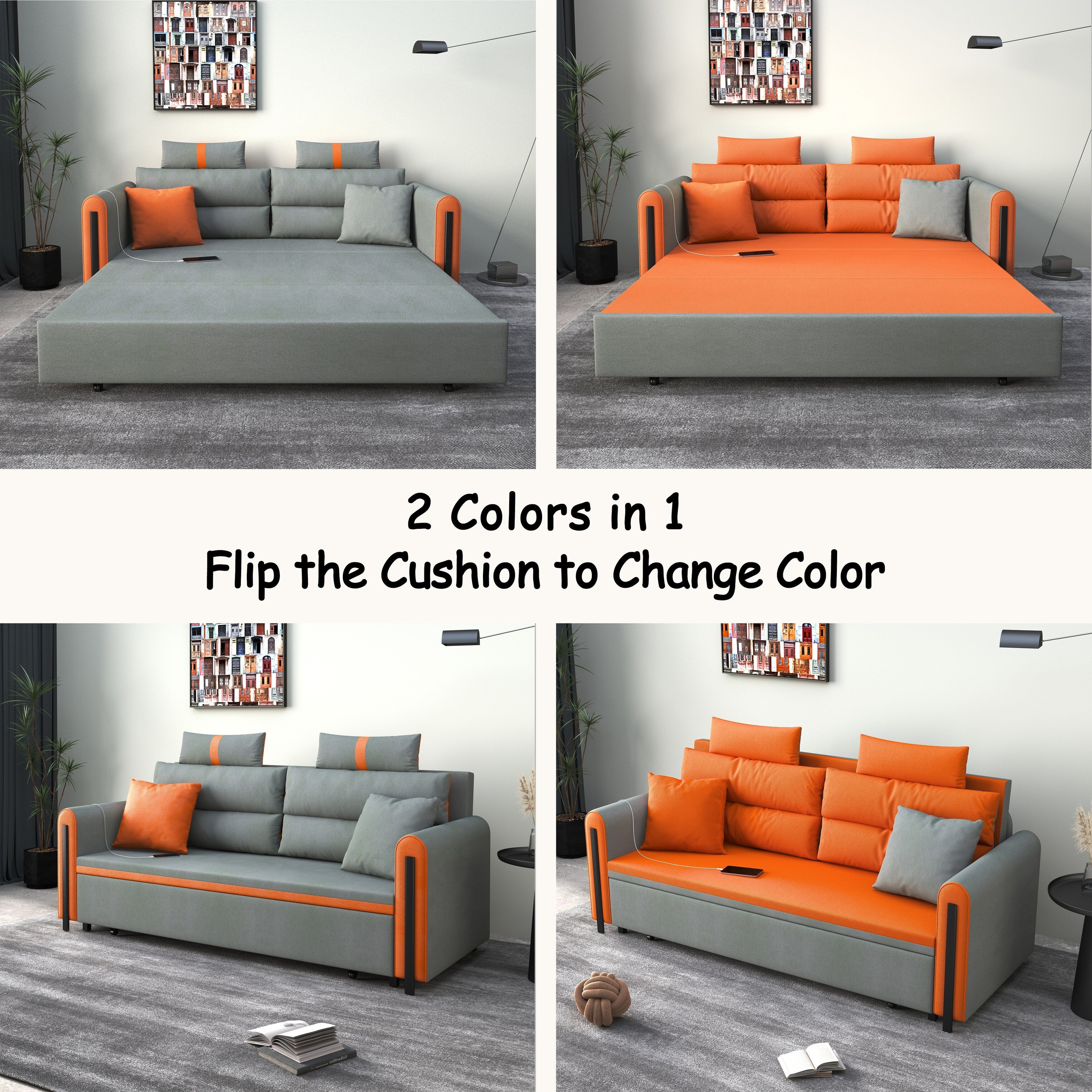 Romision Folding Technological Fabric Sofa Bed