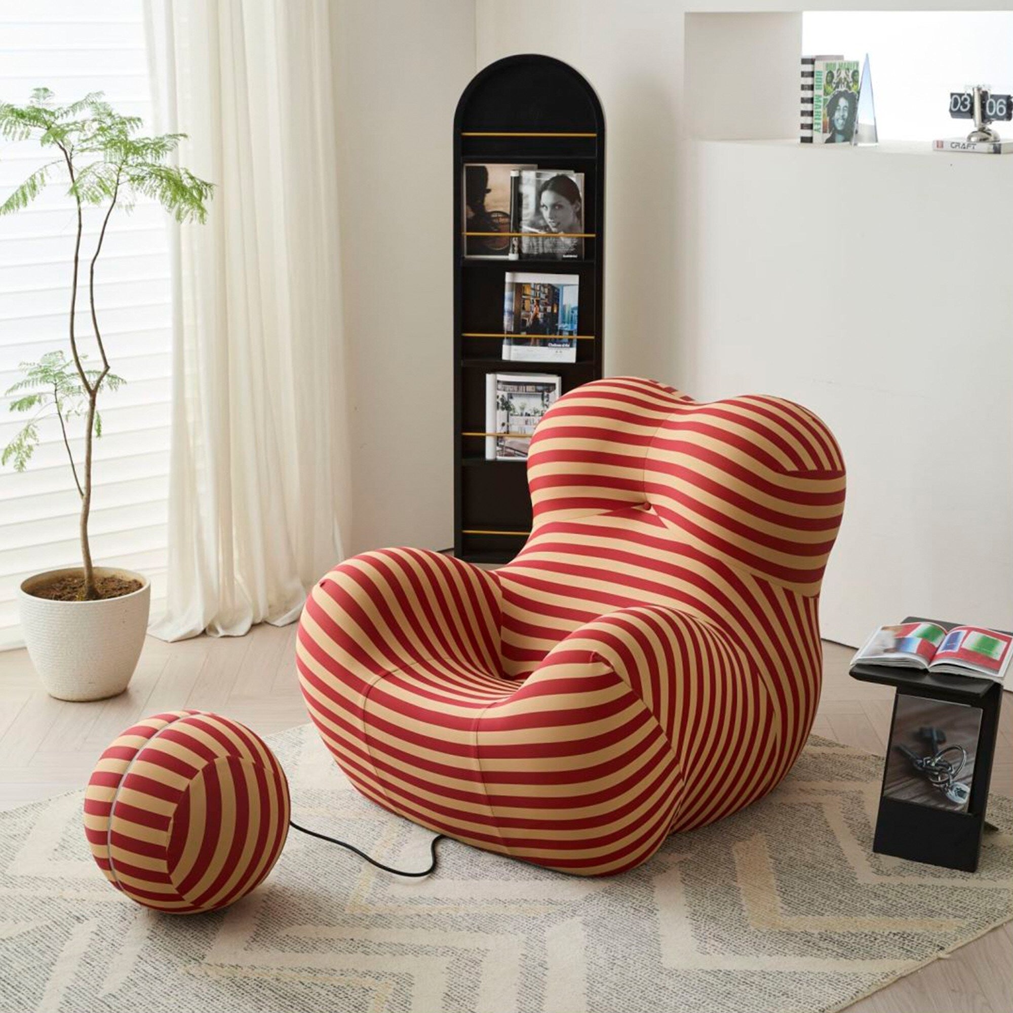 Romision Slope Arm Fabric Curved Sofa