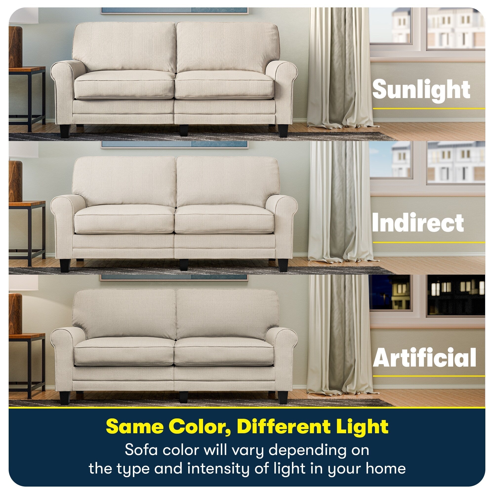 Serta Copenhagen 78 Rolled Arm Sofa, Easy Care Polyester, Soft Pillow Back, Pocket Coil Seat Cushions
