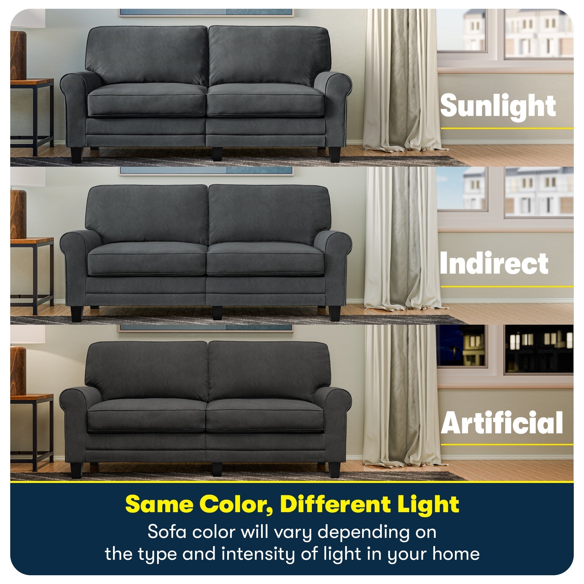 Serta Copenhagen 78 Rolled Arm Sofa, Easy Care Polyester, Soft Pillow Back, Pocket Coil Seat Cushions