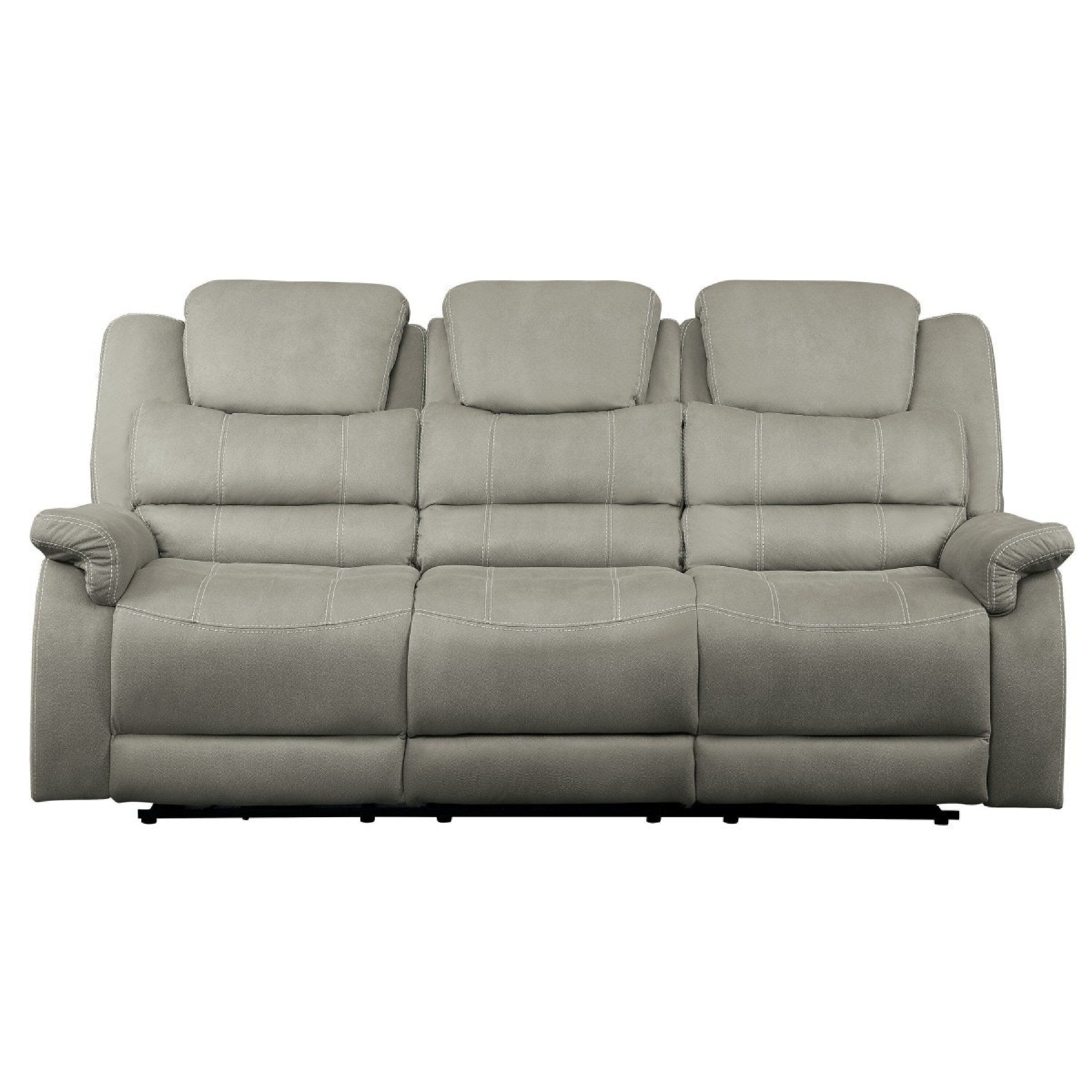 Shelly Power Recliner Sofa, Adjustable Headrest Gray Polyester 84 Inch