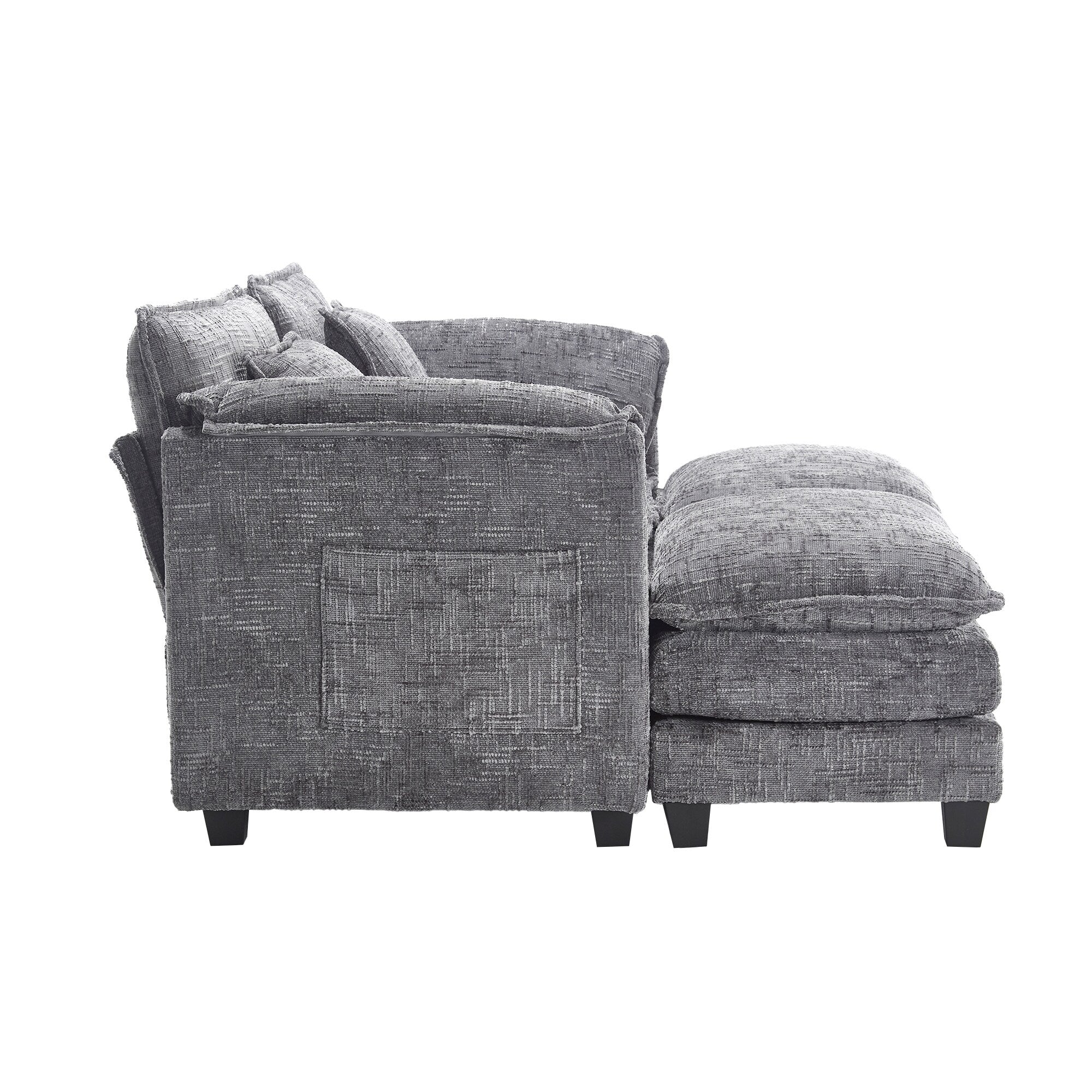Solid Construction, the Overall Structure of the Sofa is Stable, Two Foot Stools and Two-seat Sofa with Side Pockets
