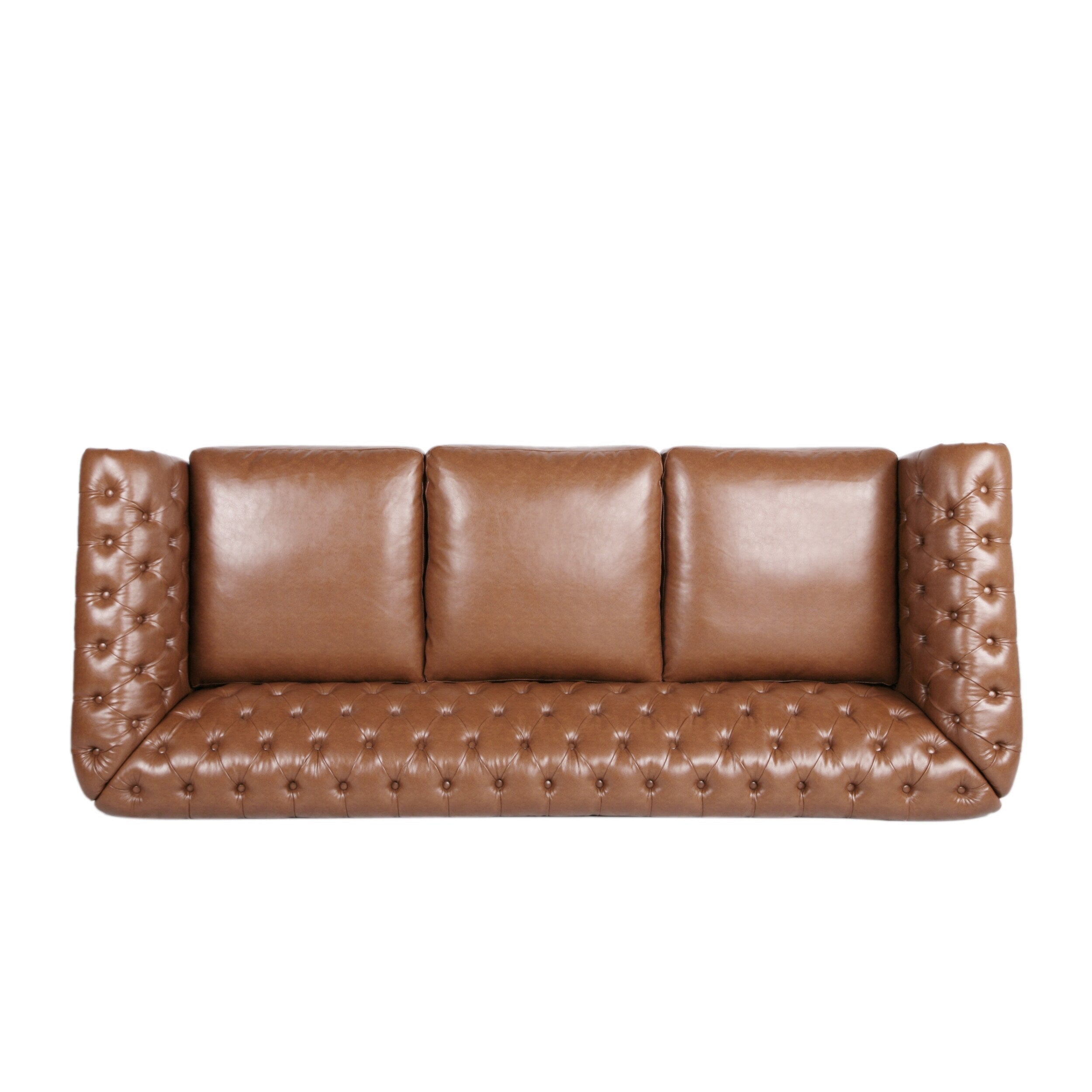 Somerville Chesterfield Tufted Faux Leather Sofa with Scroll Arms by Christopher Knight Home