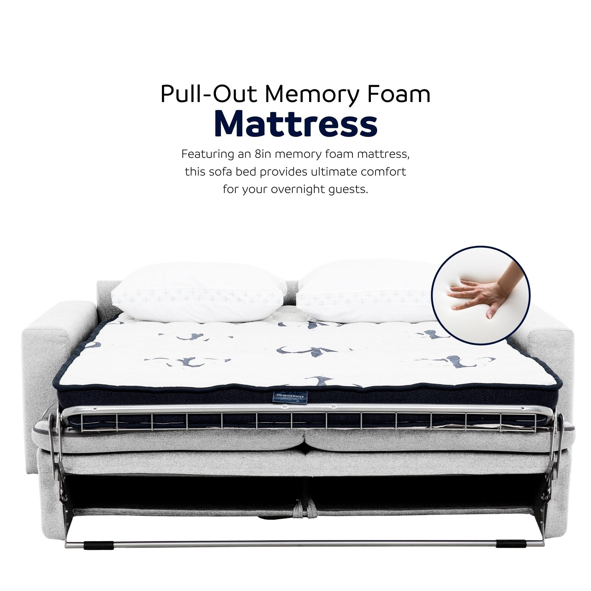 Stearns & FosterÂ® Giotto 78 in. Full Sleeper Sofa with Memory Foam Mattress