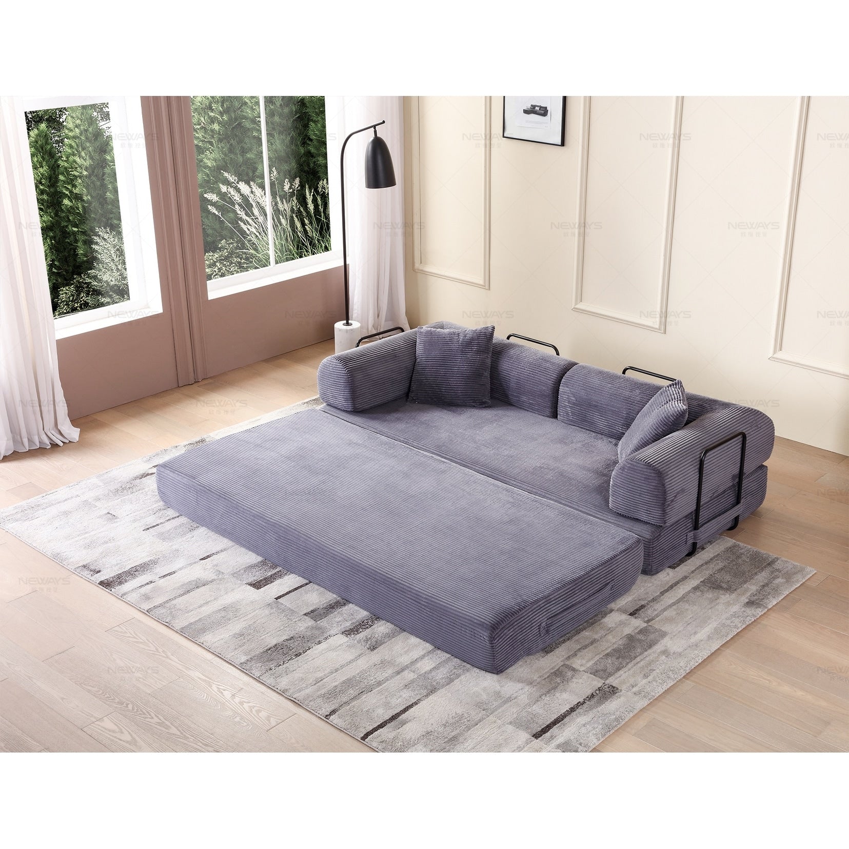Twilight 2 - Piece Convertible Sleeper Sofa Bed, Corduroy Folding Mattress Couch with Fixed-Shape Framefor Cozy Living Spaces