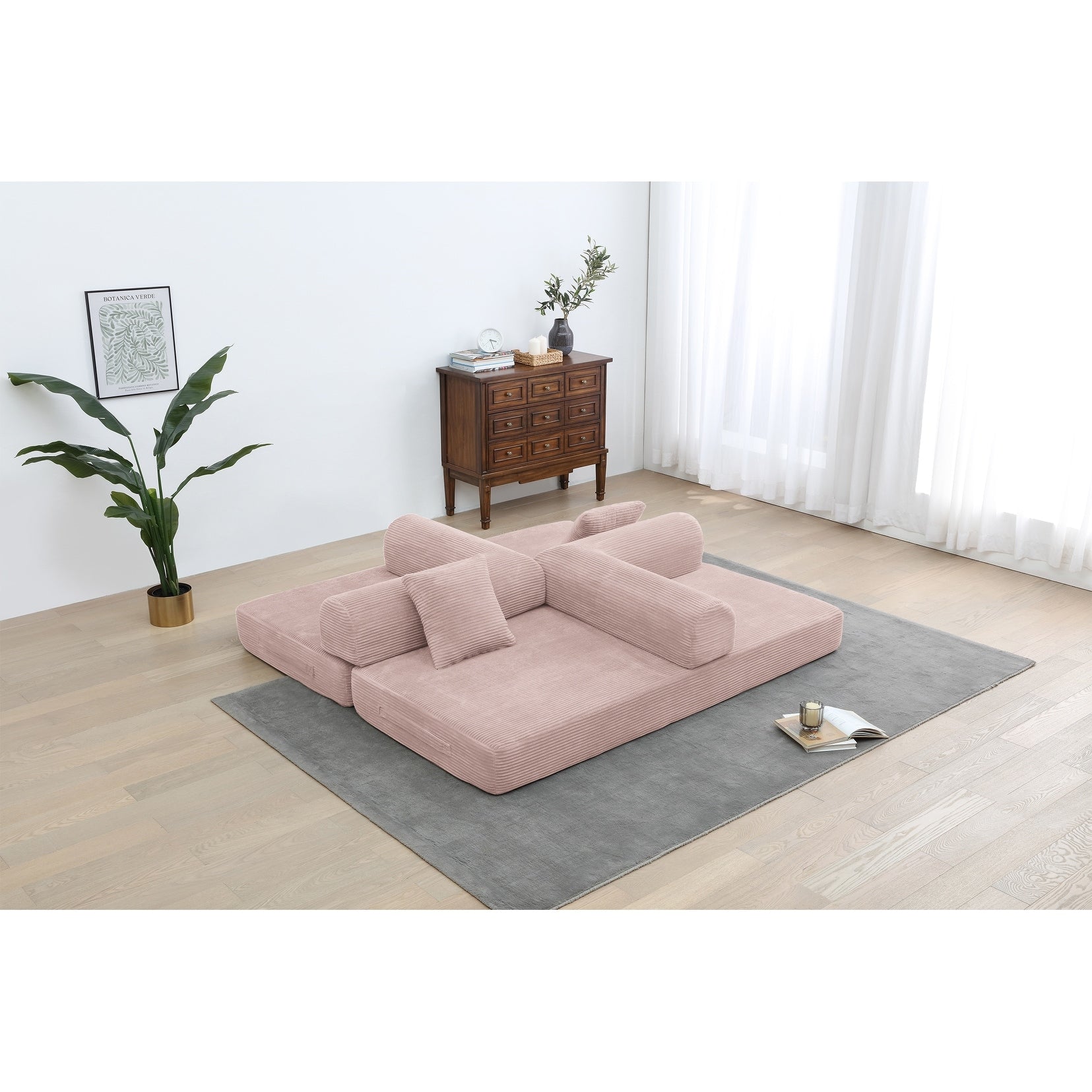 Twilight 2 - Piece Convertible Sleeper Sofa Bed, Corduroy Folding Mattress Couch with Fixed-Shape Framefor Cozy Living Spaces