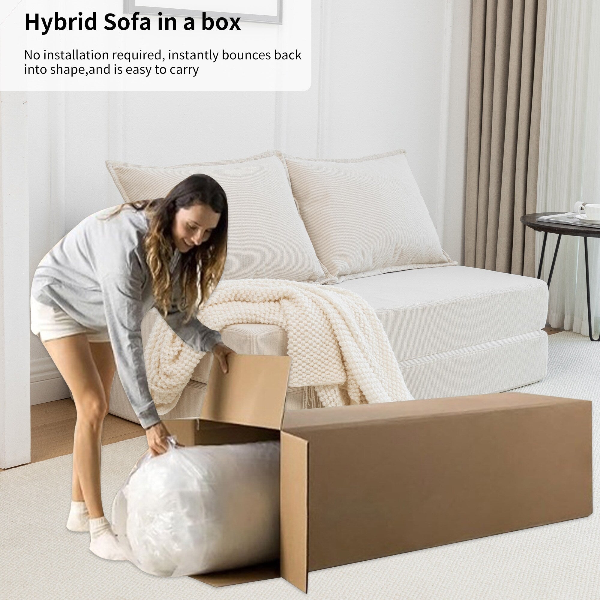 Twin Convertible Sleeper - Multi-Functional Folding Sofa Bed with Pillow & Adjustable Backrest, Ideal for Dorms/Guest Rooms