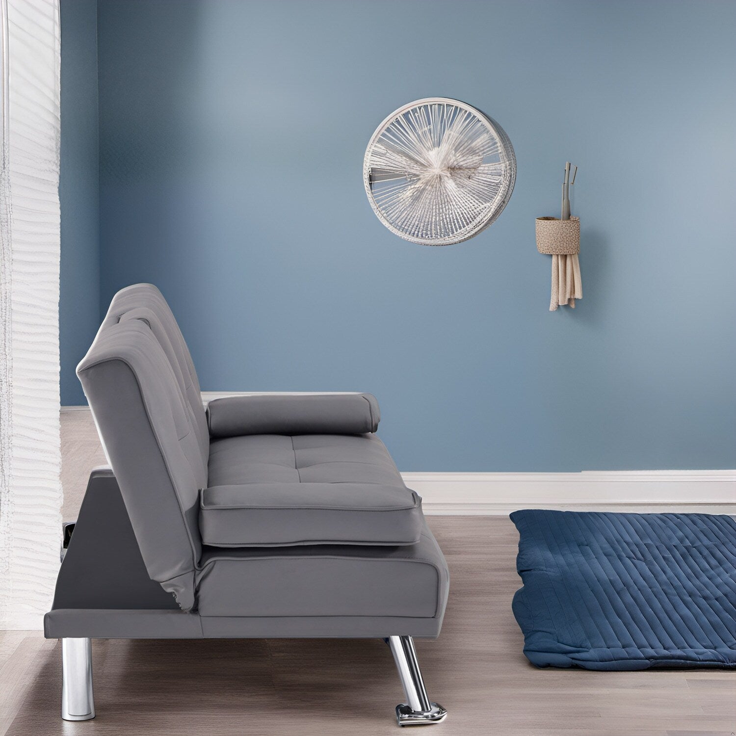 Ultimate Futon Sofa Collection: Futon Sofa with Armrest and Cupholders, Button Tufted Sofa with Wooden Legs