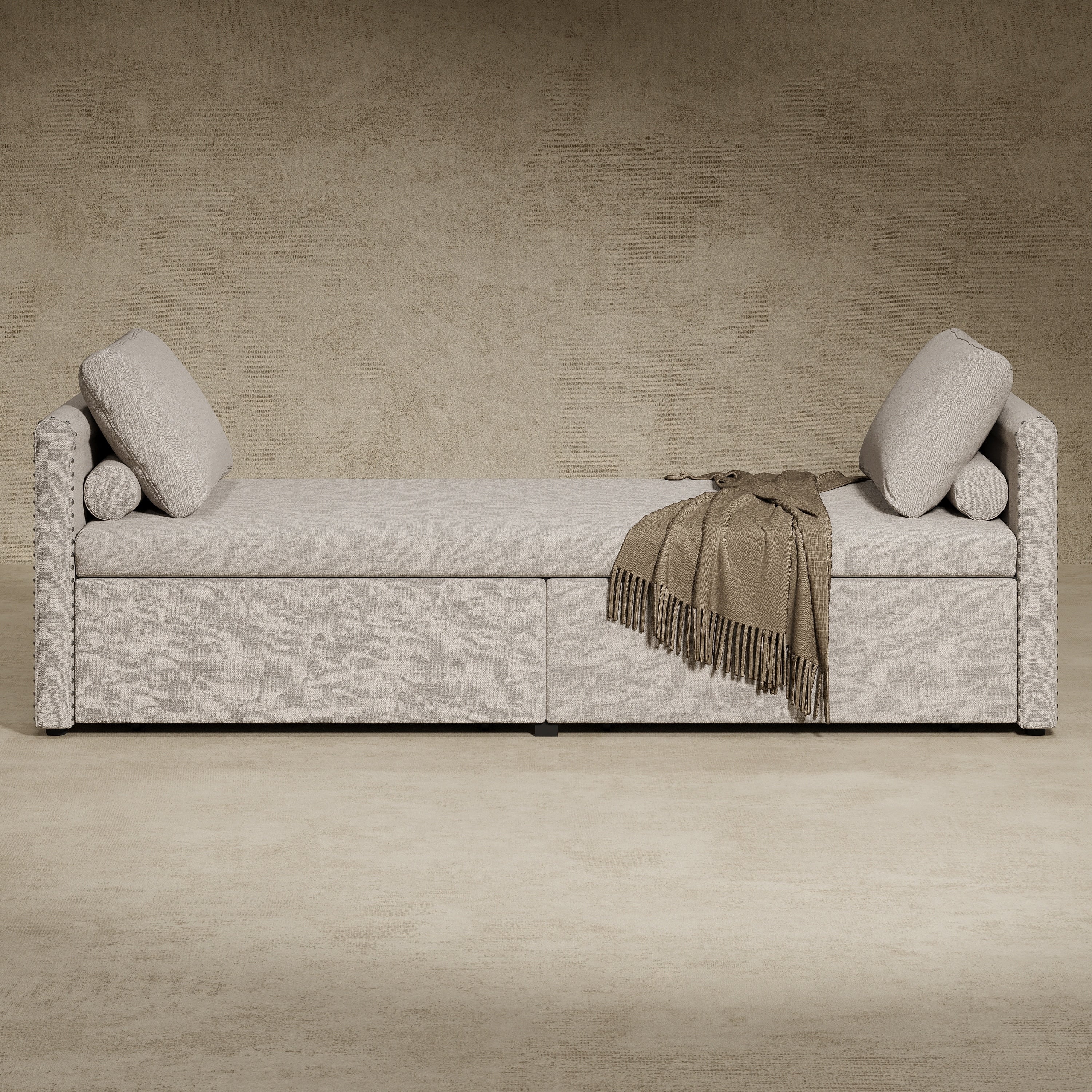 Upholstered Chaise Lounger Daybed with 2 Drawers by Harper&Bright Designs